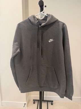 Nike Dark Gray Pullover Hoodie with White Swoosh